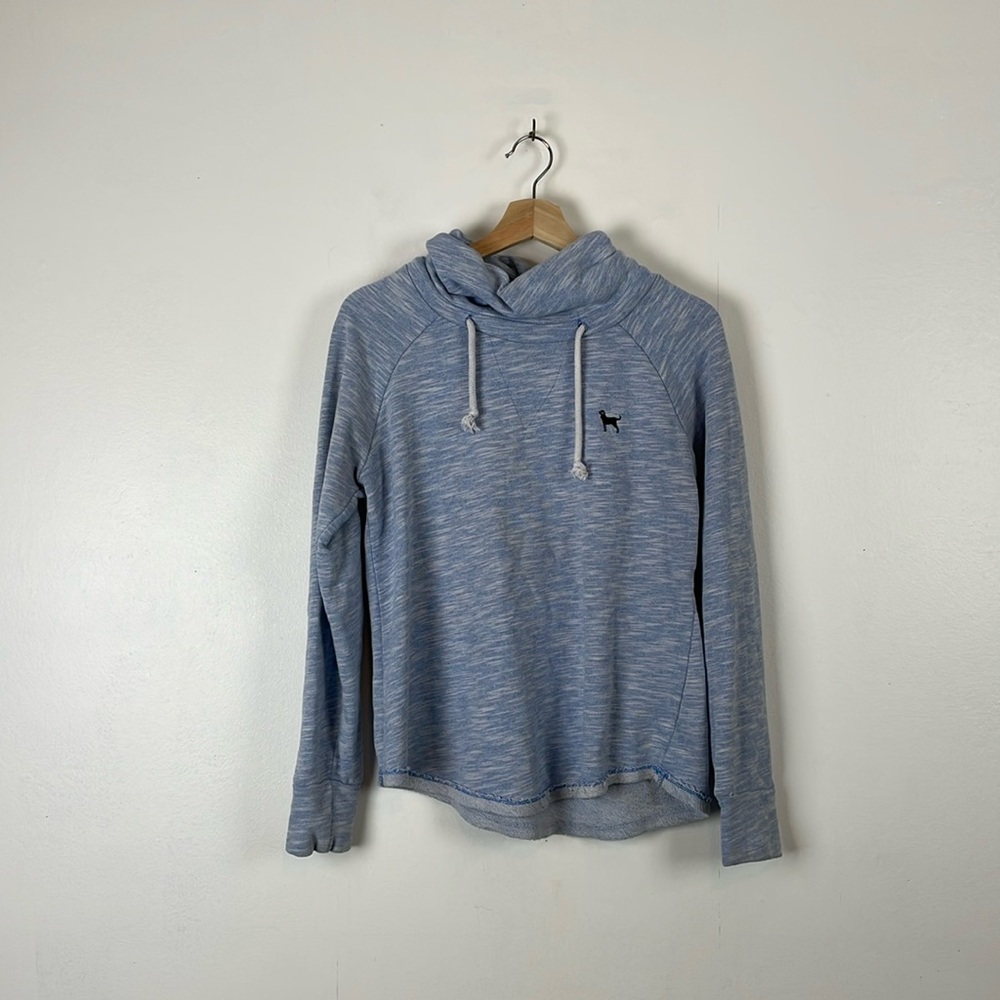 The Black Dog Drawstring Cowl Neck Long sleeve Pullover Womens S Sweatshirt Blue